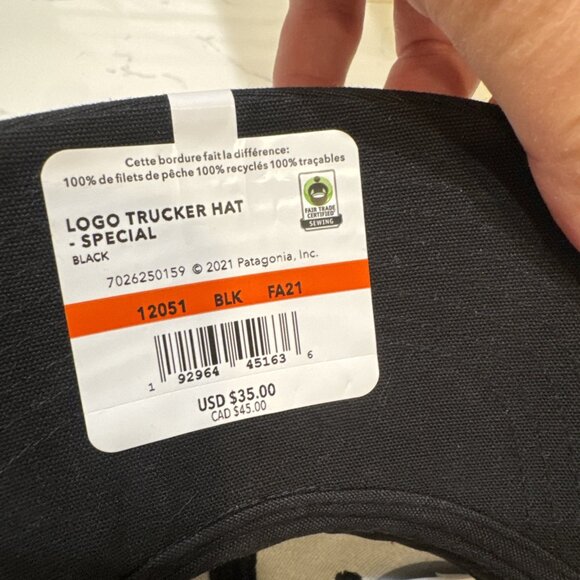 Patagonia Trucker Hat One Size Strap,back Black Mesh Black With Patch NEW - Picture 7 of 9